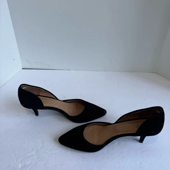 Black suede shoes are J.Jill Marlowe d'Orsay kitten heels.  Size 8 - Picture 10 of 12